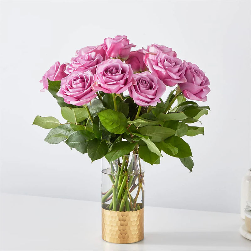Secret Admirer Lavender Rose Bouquet - Style:Standard - 12 Lavender Roses
