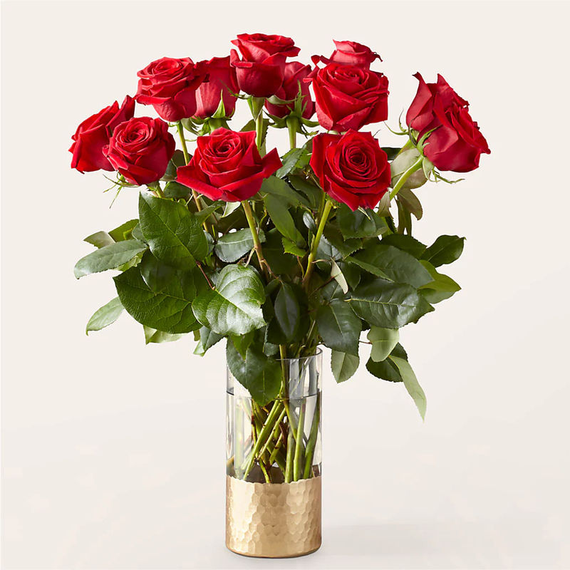 Classic Love Red Rose Bouquet - Style:Standard - 12 Red Roses