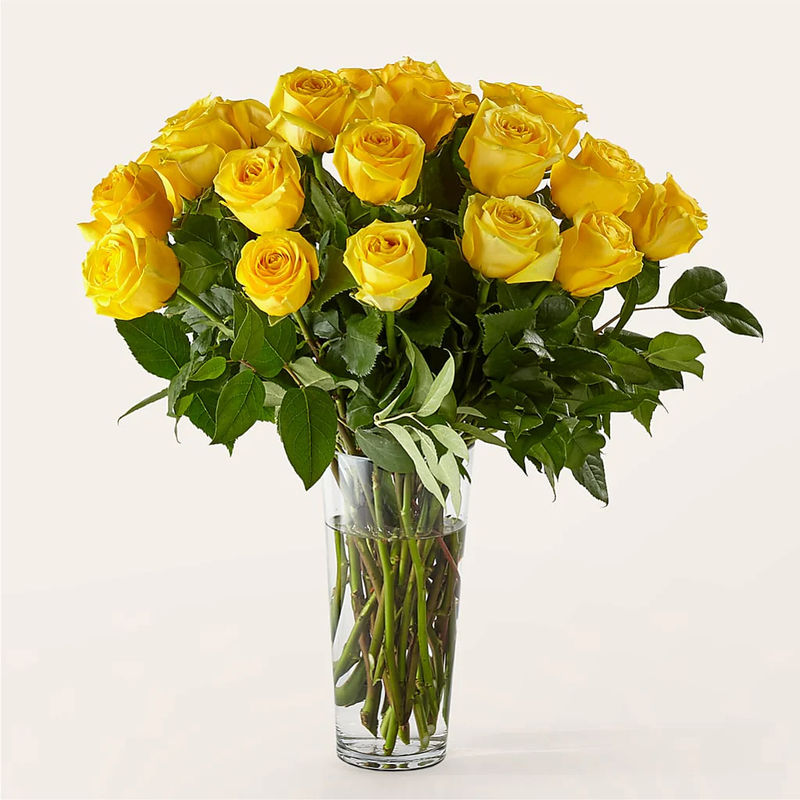 Long Stem Yellow Rose Bouquet - Style:Premium - 24 Yellow Roses
