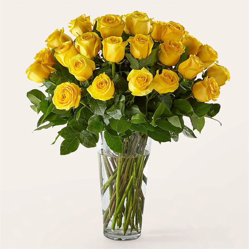 Long Stem Yellow Rose Bouquet - Style:Exquisite - 36 Yellow Roses