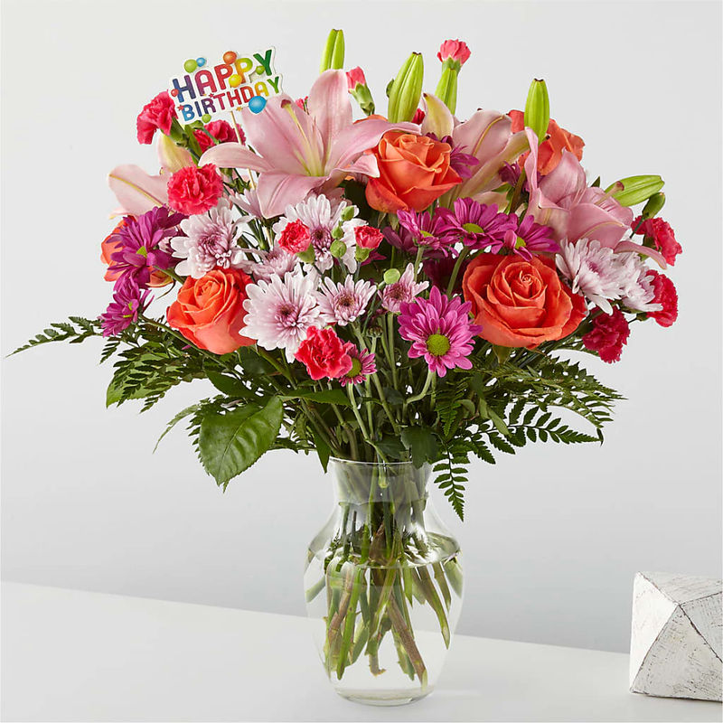 Light of My Life Bouquet & Happy Birthday Topper - Style:Premium