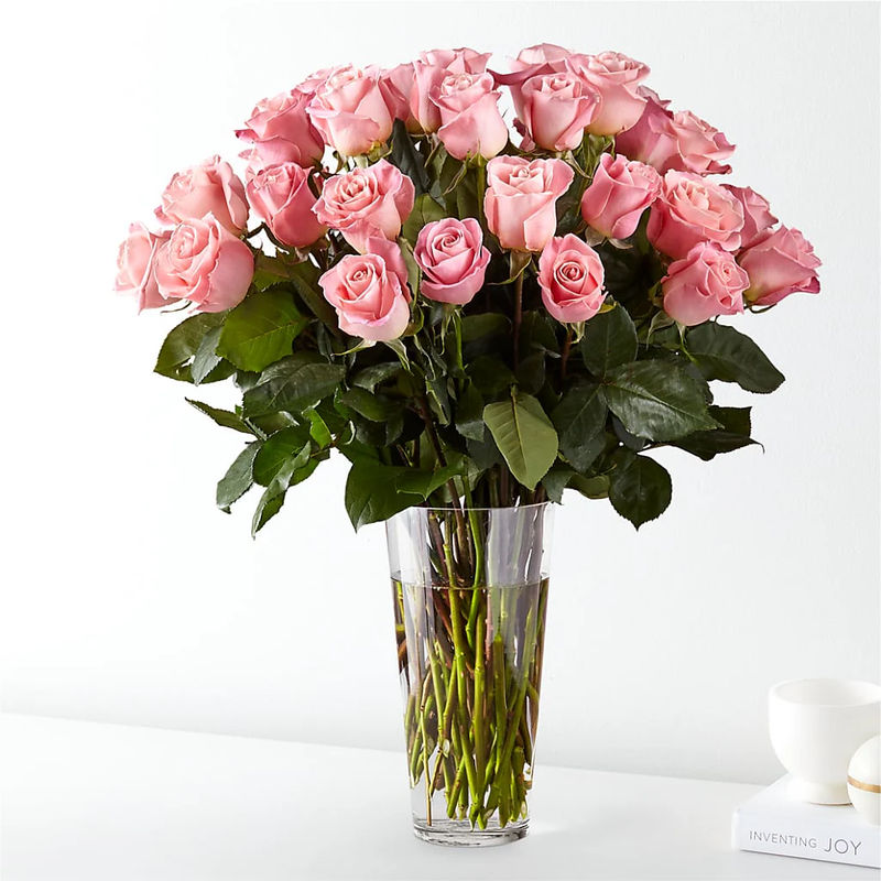 Long Stem Pink Rose Bouquet - Style:Exquisite - 36 Pink Roses