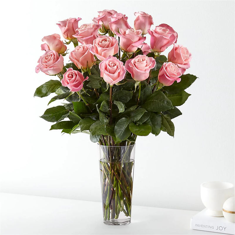 Long Stem Pink Rose Bouquet - Style:Premium - 24 Pink Roses