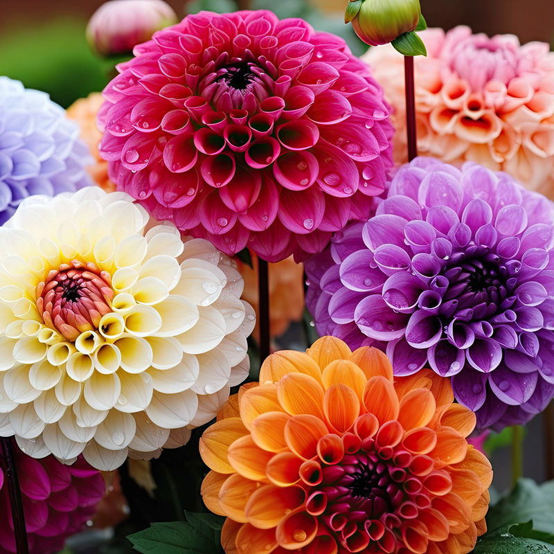 Pompon-Dahlien (x5) - Title:Das beutel von 5 blumenzwiebeln / kaliber II