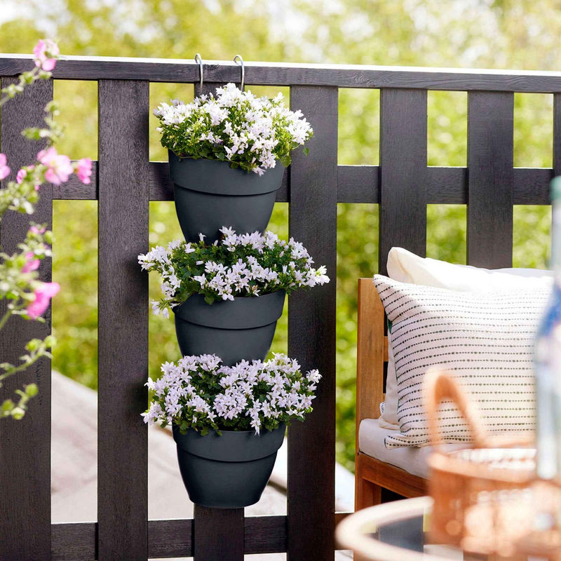 Elho Vertikaler Garten 'Vibia Campana', rund - Pflanzgefäß Outdoor Anthrazit (x3)