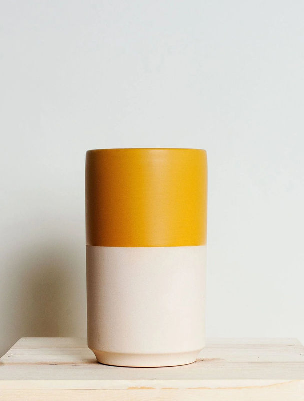 Mustard & Cream Ceramic Vase