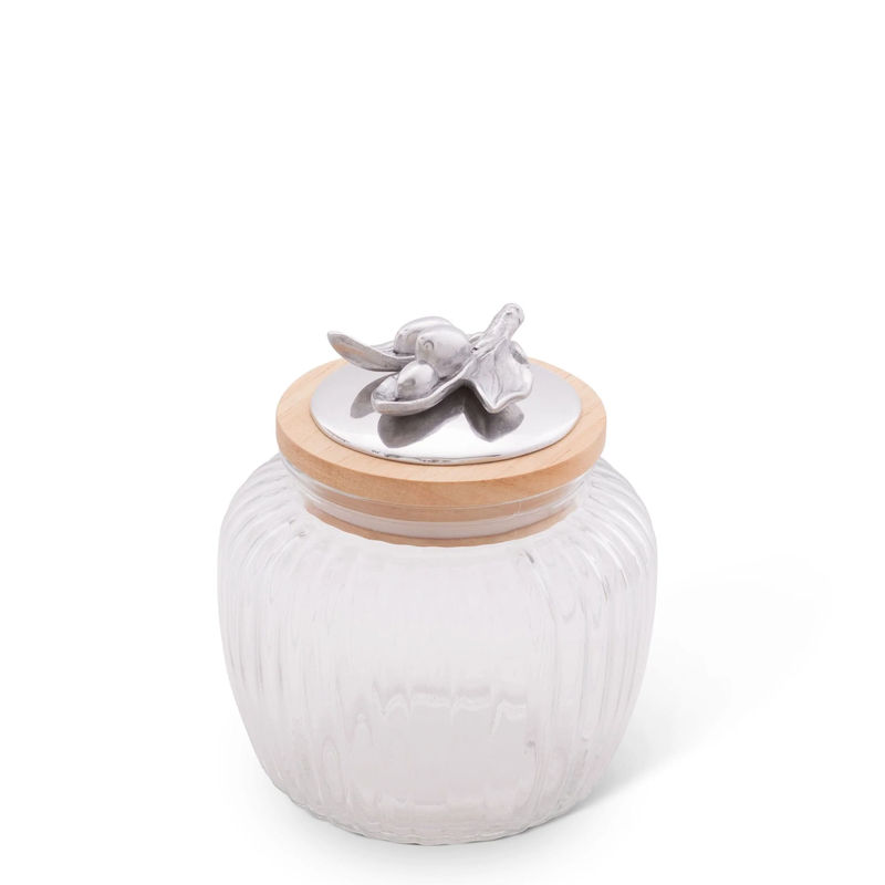 Olive Knob Glass Canisters - Size:Med 40 oz