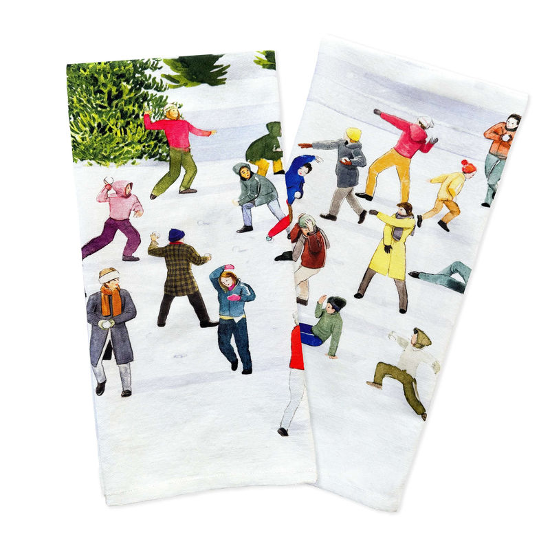 Caskata X Felix Doolittle Snowball Fun Kitchen Towels, Set of 2