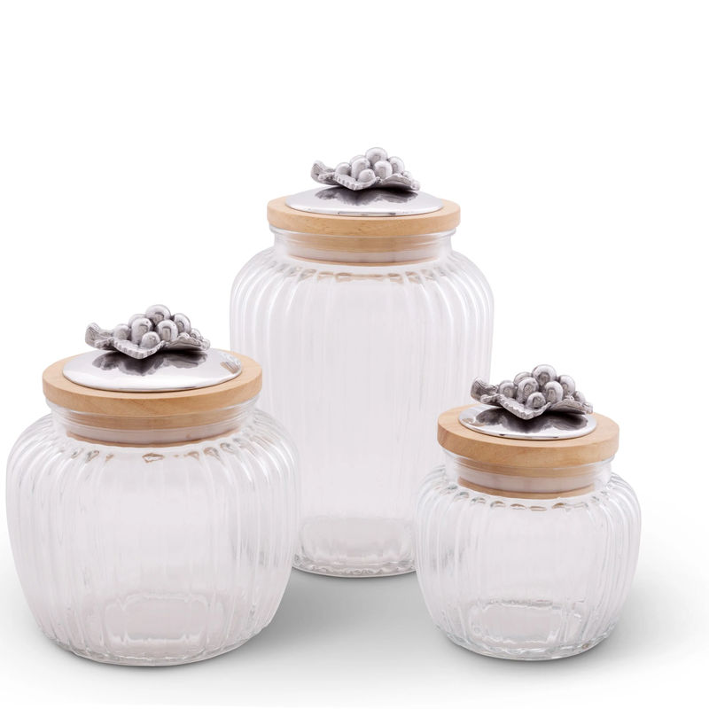 Grape Knob Glass Canisters - Size:Set of 3