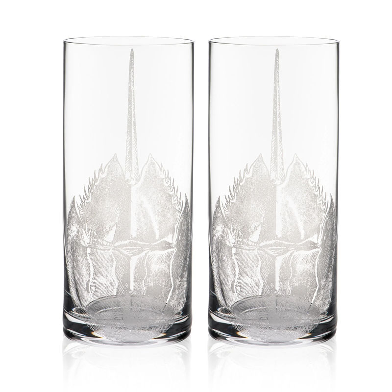 Horseshoe Crab Highball Glasses, Set of 2