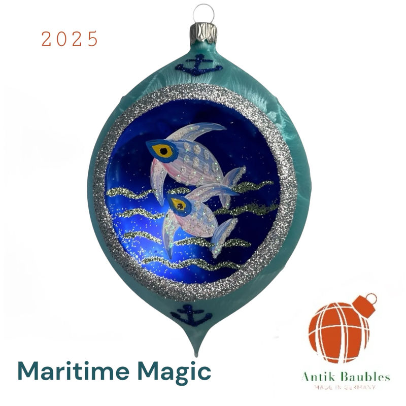 Maritime Magic Fish 3.25 in Tear Drop- Antik Baubles Exclusive Christmas Ornament