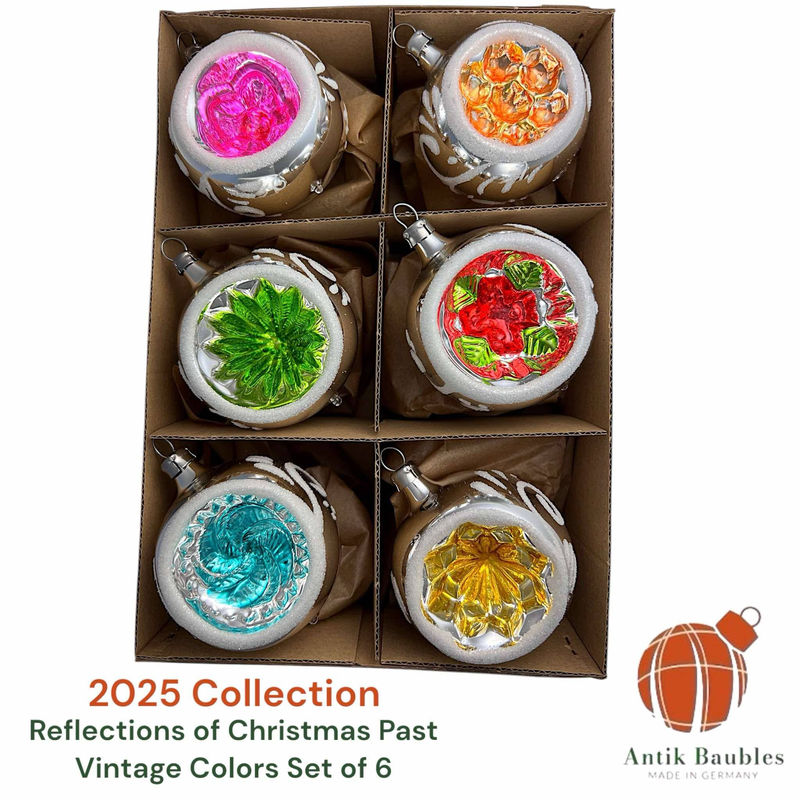 Vintage Colors Indents - Set of 6 | 2.25 in - Antik Baubles Christmas Ornament