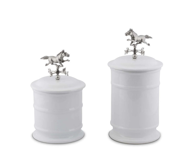 Horse Weathervane Stoneware Canister - Size:Short