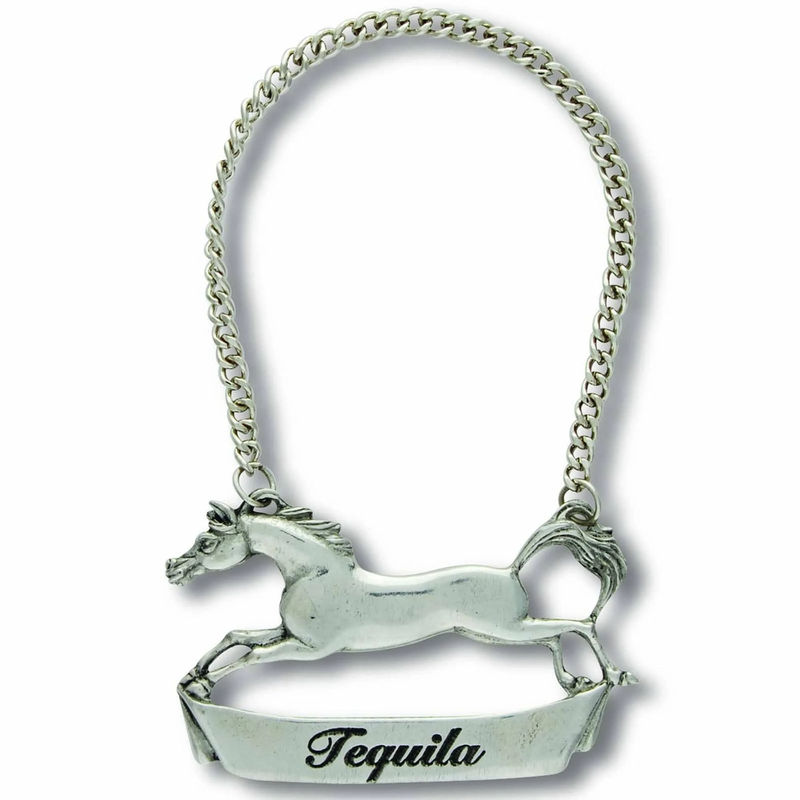 Pewter Galloping Steed Decanter Tags - Size:Tequila