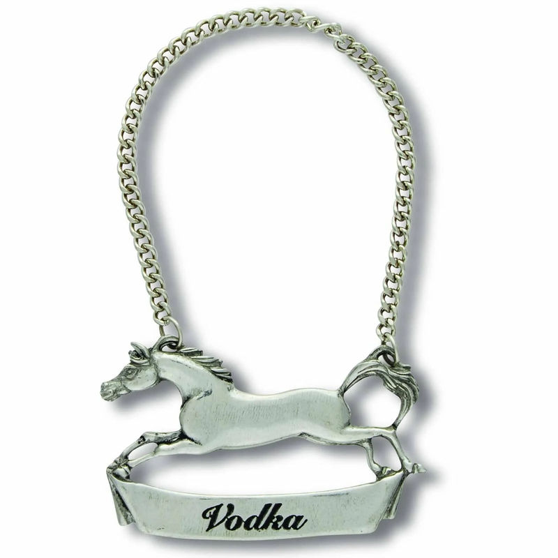 Pewter Galloping Steed Decanter Tags - Size:Vodka