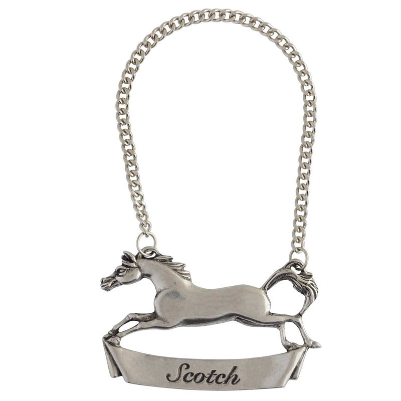Pewter Galloping Steed Decanter Tags - Size:Scotch
