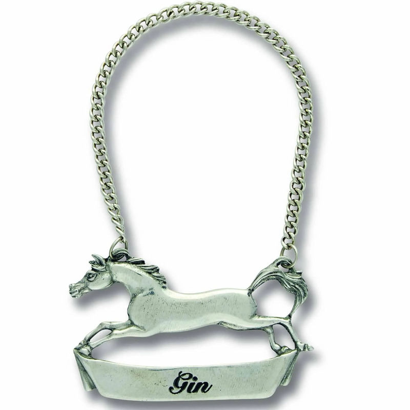 Pewter Galloping Steed Decanter Tags - Size:Gin