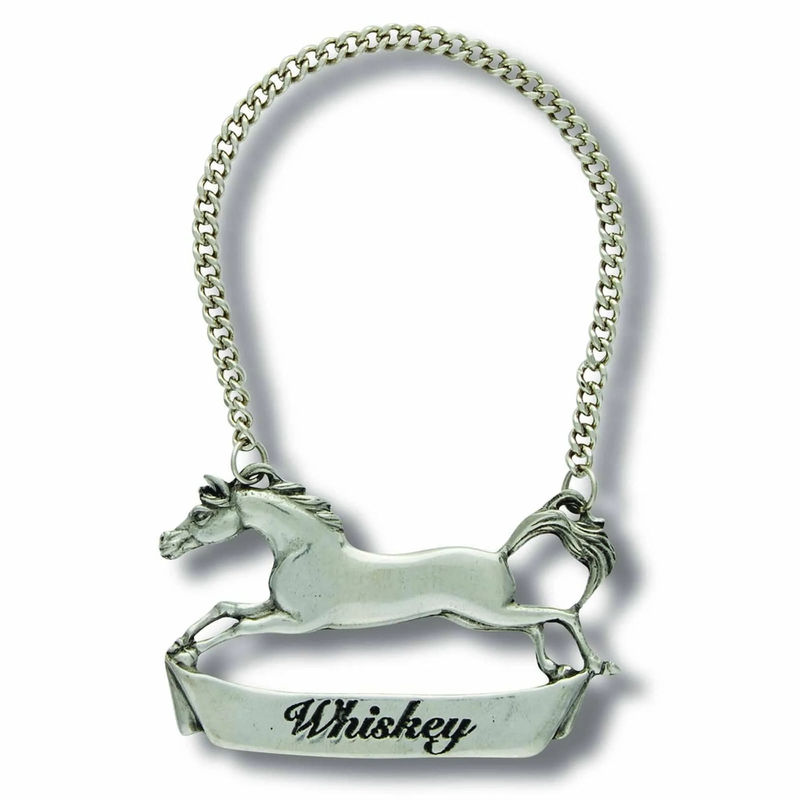 Pewter Galloping Steed Decanter Tags - Size:Whiskey