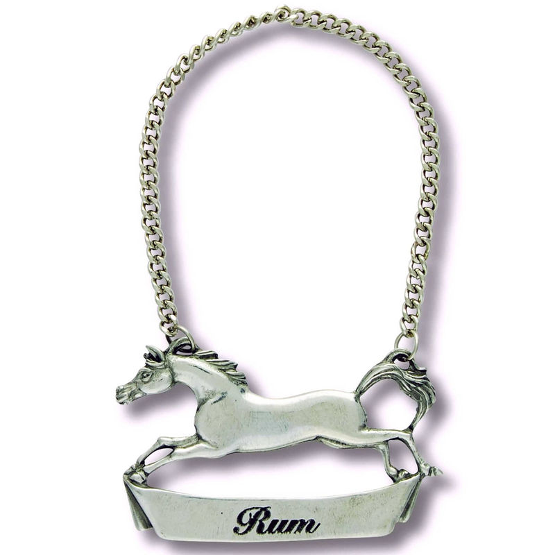 Pewter Galloping Steed Decanter Tags - Size:Rum