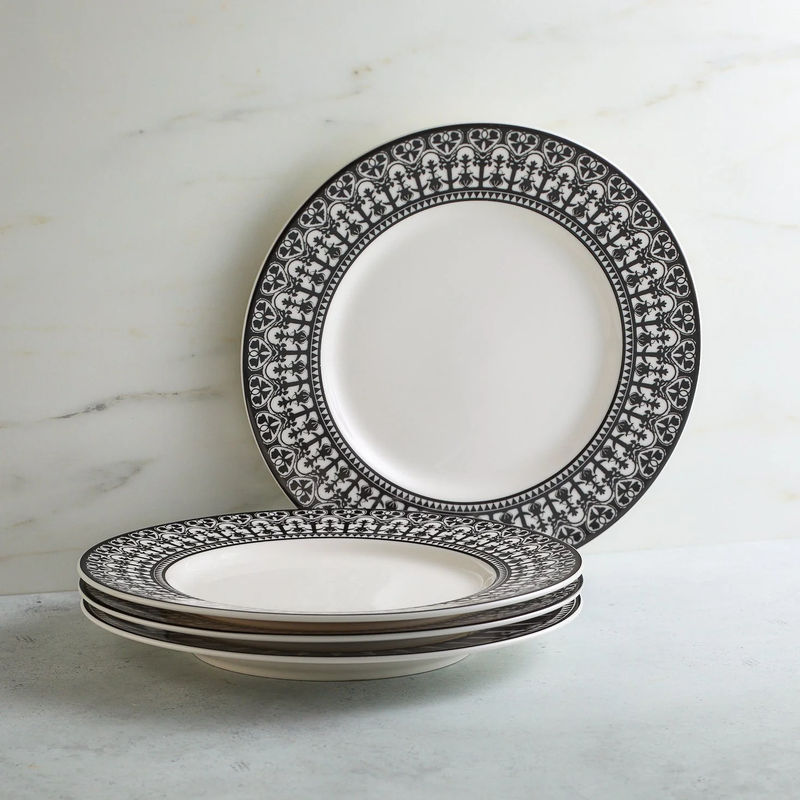 Casablanca Rimmed Salad Plate - Size:Set of 4 - Color:Casablanca Black