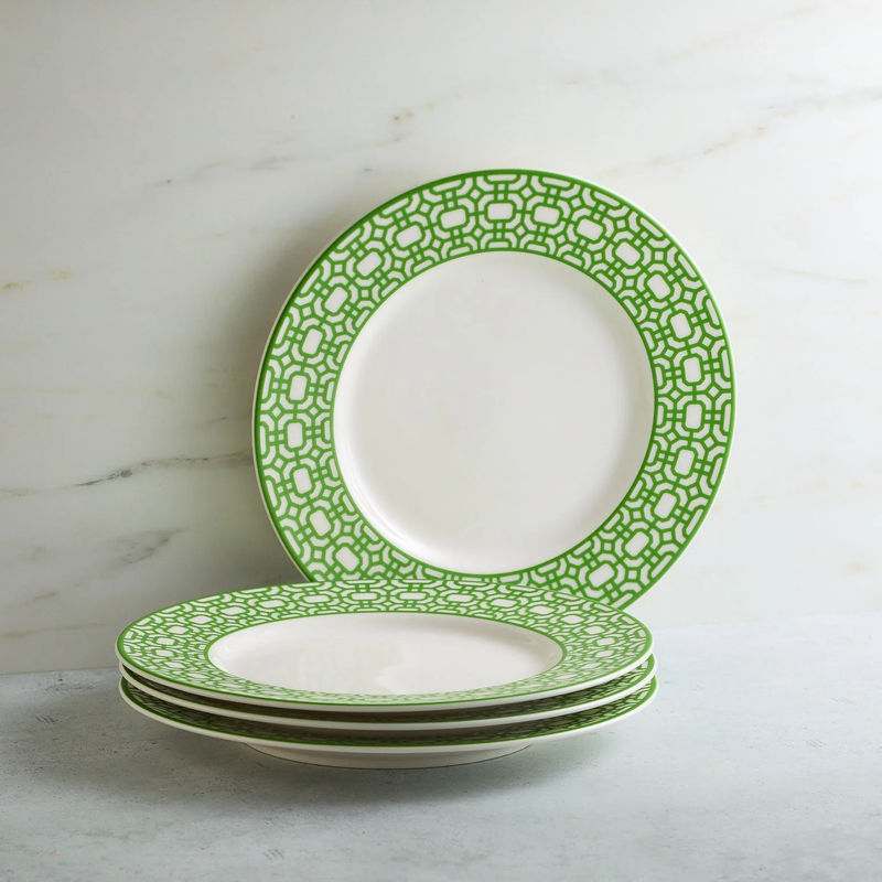 Newport Garden Gate Rimmed Salad Plate - Size:Set of 4 - Color:Garden Gate Verde