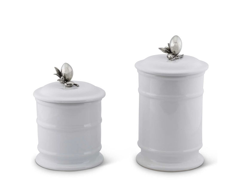 Olive Stoneware Canister - Size:Short