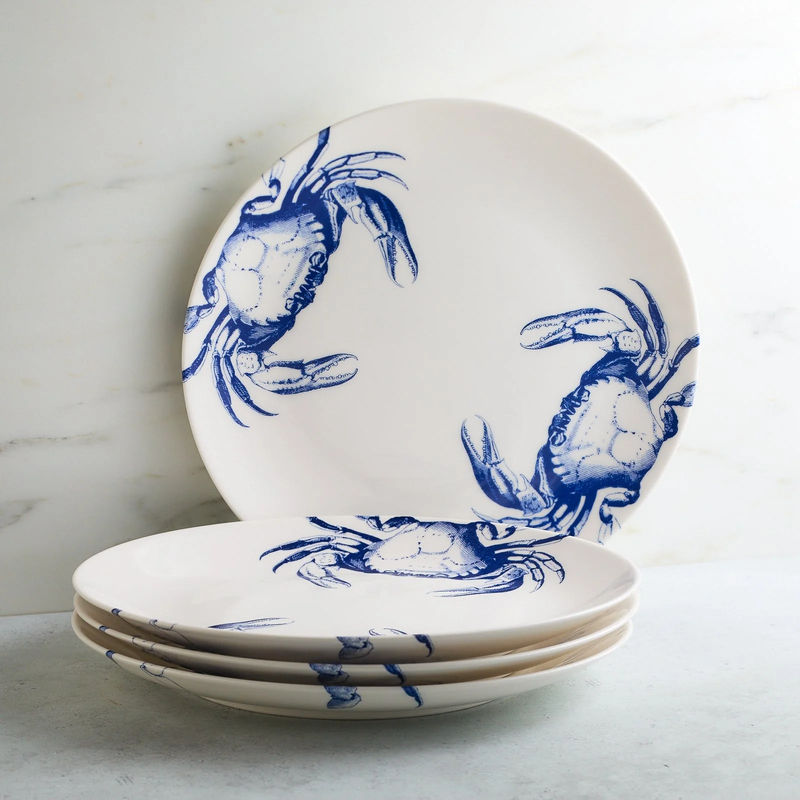 Crab Coupe Dinner Plate - Size:Set of 4