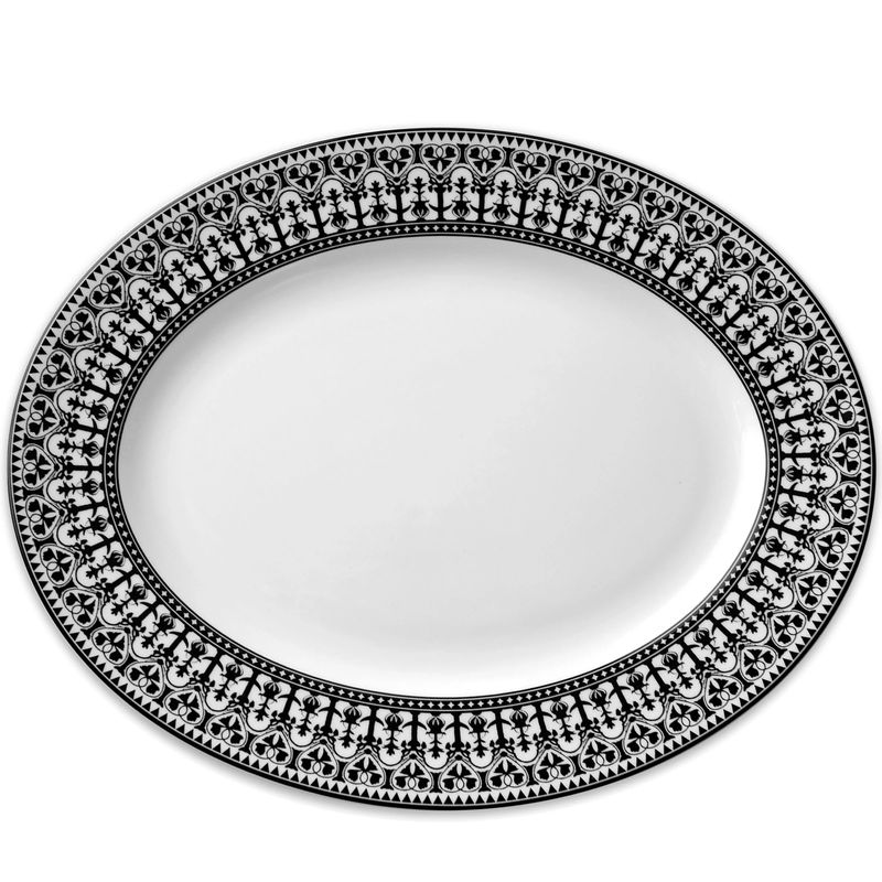 Casablanca Rimmed Oval Platter - Color:Casablanca Black