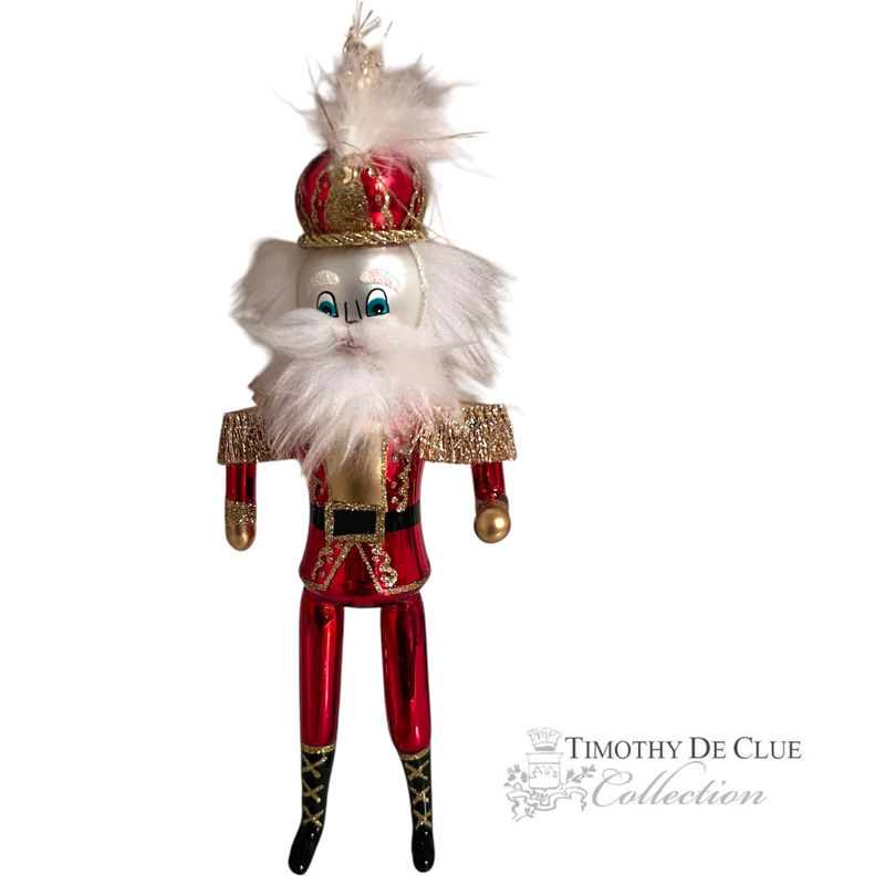 Free Blown “Royal Red Nutcracker”  8.5”  De Carlini Christmas Ornament