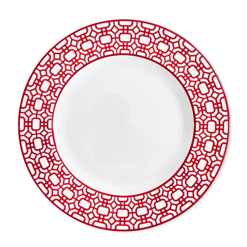 Newport Garden Gate Rimmed Dinner Plate - Size:Single - Color:Garden Gate Crimson