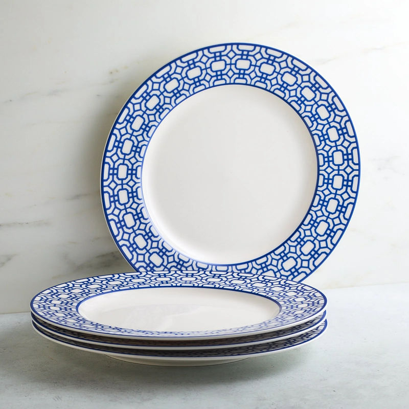 Newport Garden Gate Rimmed Dinner Plate - Size:Set of 4 - Color:Garden Gate Blue
