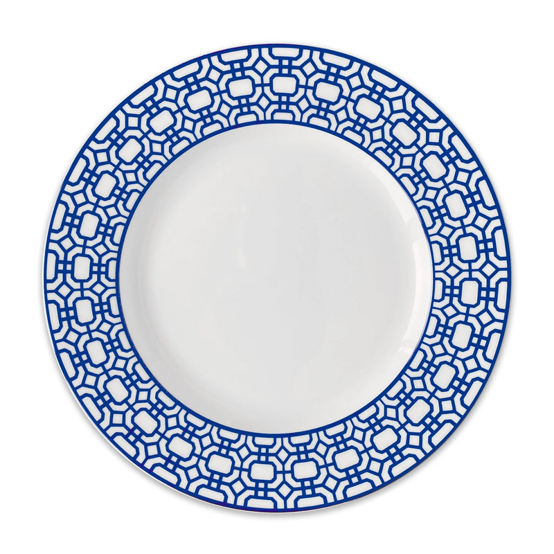 Newport Garden Gate Rimmed Dinner Plate - Size:Single - Color:Garden Gate Blue