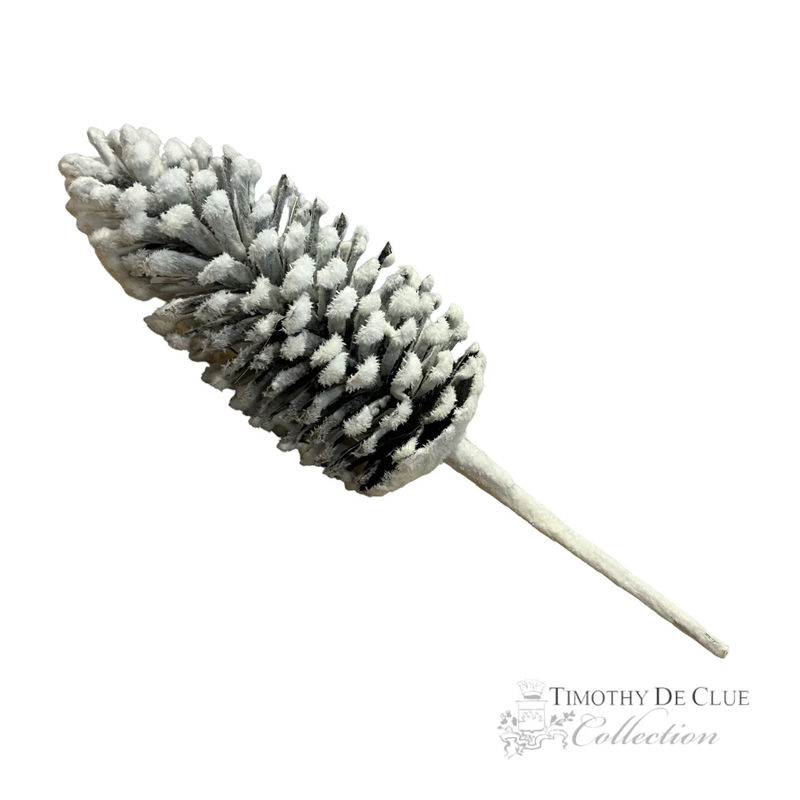 Snowy Flocked Faux Sugar Pinecone 17" - Christmas Tabletop Decoration
