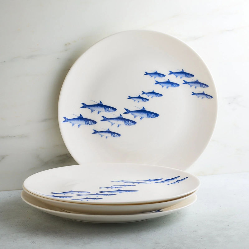 School of Fish Coupe Dinner Plate - Size:Set of 4