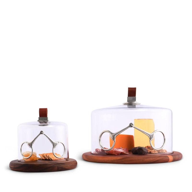 Horse Bit Glass Covered Cheese Wood Board - Size:Wood 13" D