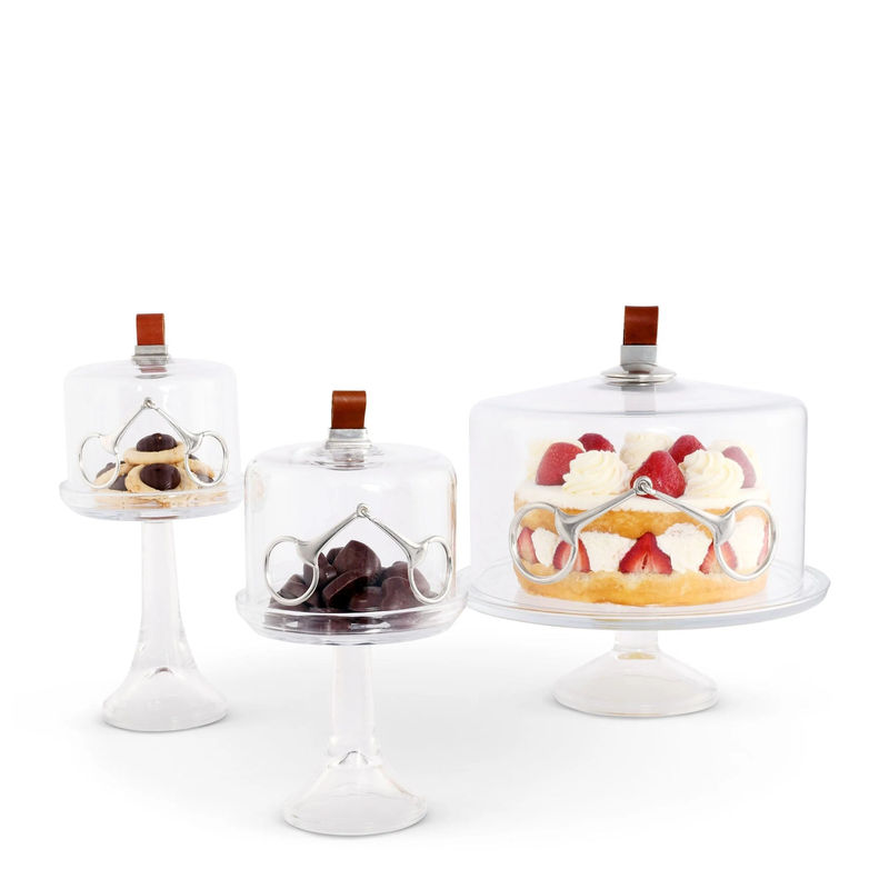 Horse Bit Glass Covered Cake / Dessert Stand - Size:Cake - 12" D x 4" H