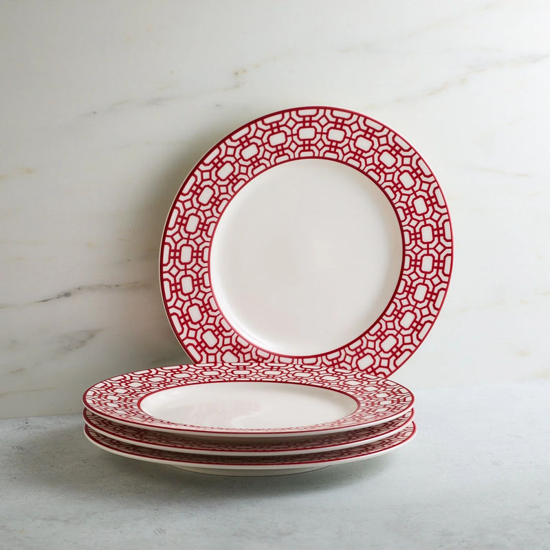 Newport Garden Gate Rimmed Salad Plate - Size:Set of 4 - Color:Garden Gate Crimson