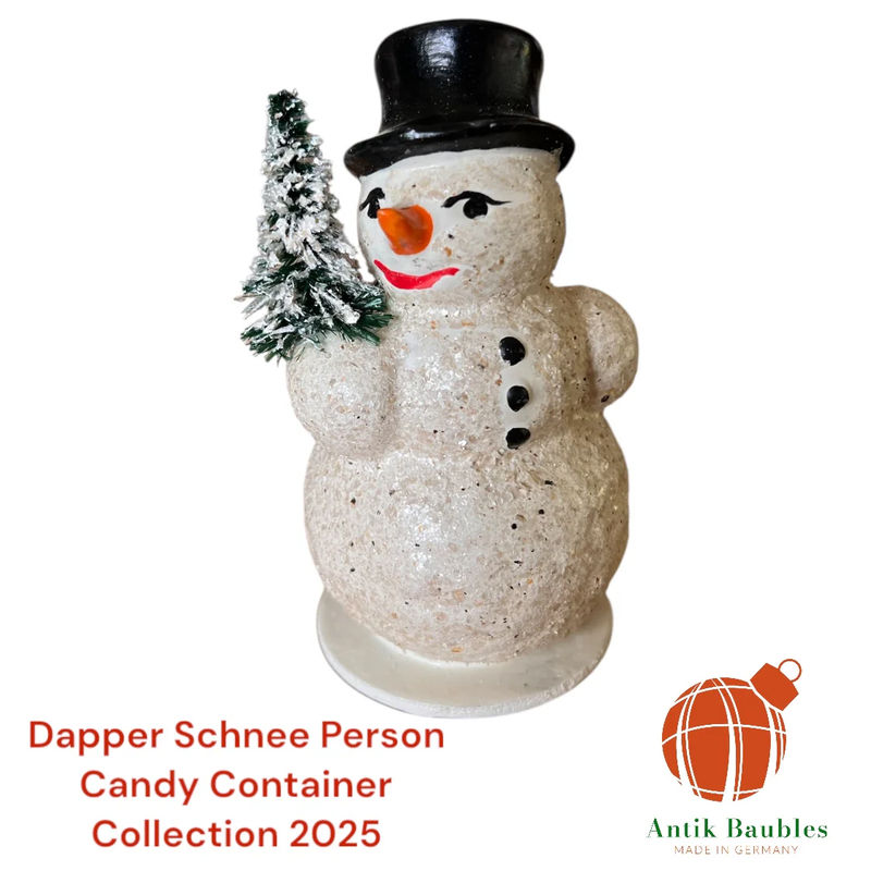 Dapper Schnee Person  | 4” - Antik Baubles Paper Mache German Candy Container