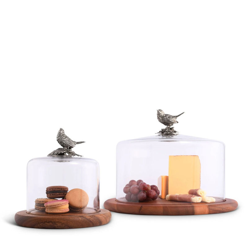 Song Bird Glass Covered Cheese Wood Board - Size:Wood 13" D