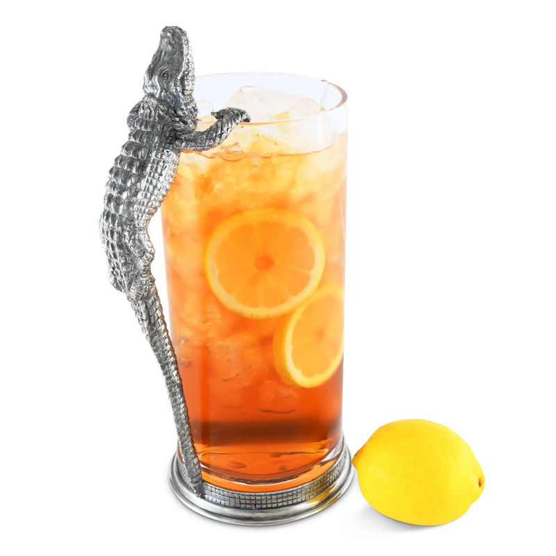 Glass Pitcher Pewter Alligator Handle