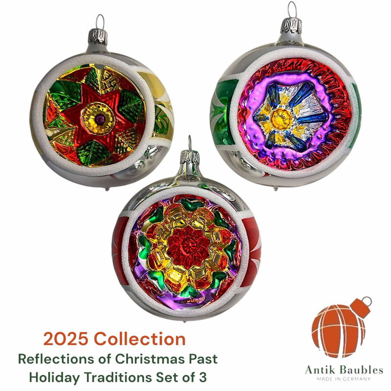 Holiday Traditions Reflector- Set of 3  | 3.25 in - Antik Baubles Christmas Ornament