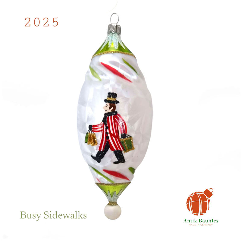 Busy Sidewalks 4.25 in Tear Drop- Antik Baubles Exclusive Christmas Ornament