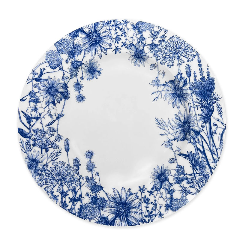 Summer Blues Rimmed Dinner Plate - Size:Single