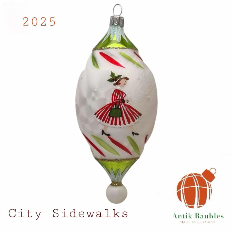 City Sidewalks 4.25 in Tear Drop- Antik Baubles Exclusive Christmas Ornament