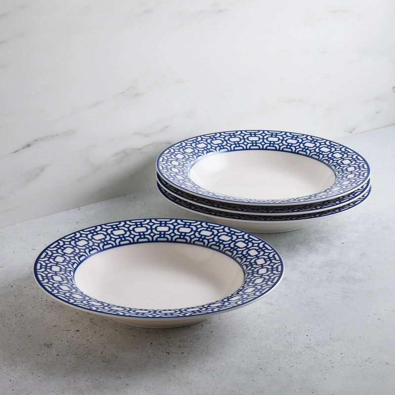 Newport Garden Gate Rimmed Soup Bowl - Size:Set of 4
