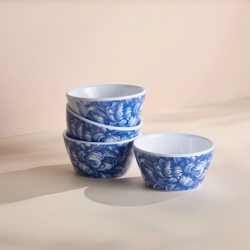Peony Melamine Snack Bowls, Set of 4