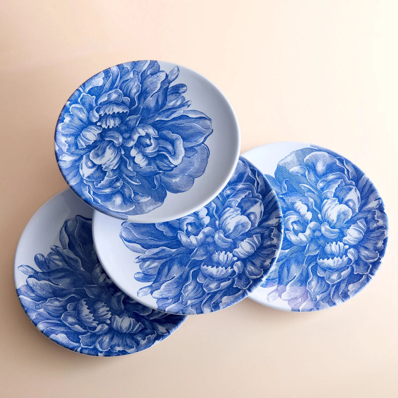 Peony Melamine Dinner Plates, Set of 4