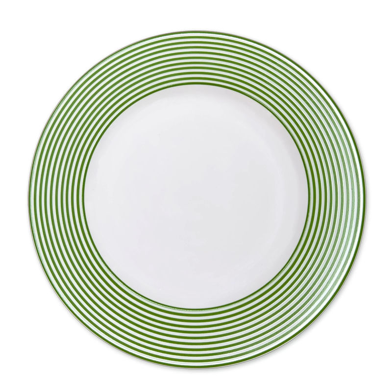 Newport Stripe Rimmed Dinner Plate - Size:Single - Color:Stripe Verde