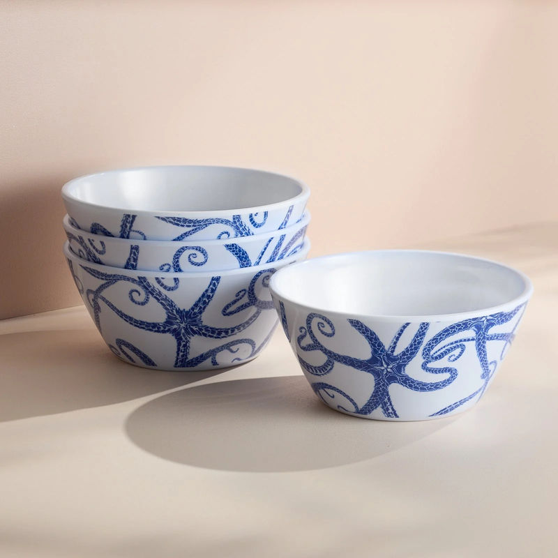 Starfish Melamine Cereal Bowls, Set of 4