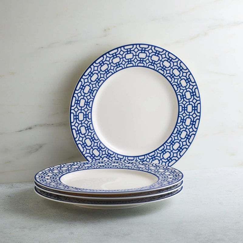 Newport Garden Gate Rimmed Salad Plate - Size:Set of 4 - Color:Garden Gate Blue